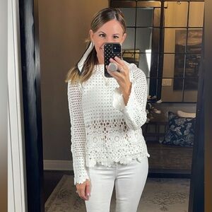 Pink Lily White Crochet Top